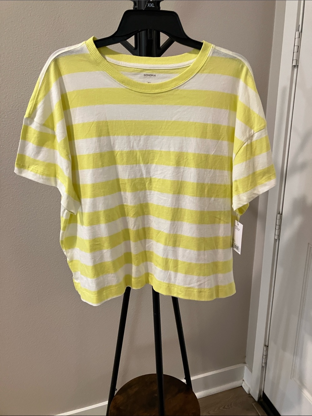 Sonoma Yellow and White Striped Boxy Tee